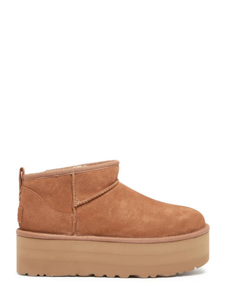 Classic Ultra Mini Platform Boots In Leather Ugg Brown accessoires 1135092