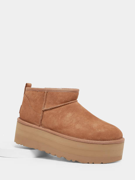 Classic Ultra Mini Platform Boots In Leather Ugg Brown accessoires 1135092 other view 1