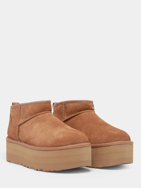 Classic Ultra Mini Platform Boots In Leather Ugg Brown accessoires 1135092 other view 3
