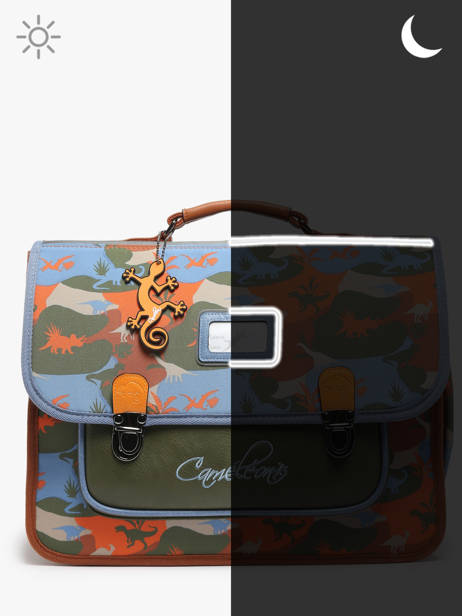 Cartable Enfant 2 Compartiments Cameleon Multicolore retro CA35 vue secondaire 6