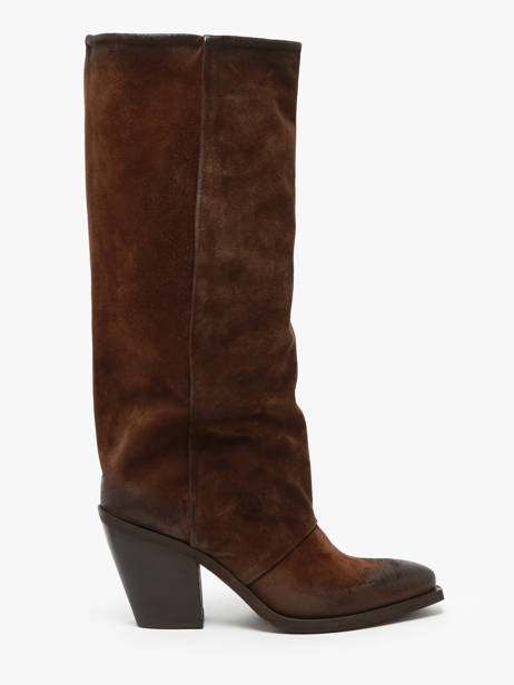 Heeled Boots Stivali Tubo In Leather Metisse Brown accessoires XD961