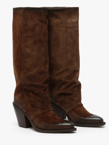 Heeled Boots Stivali Tubo In Leather Metisse Brown accessoires XD961 other view 2