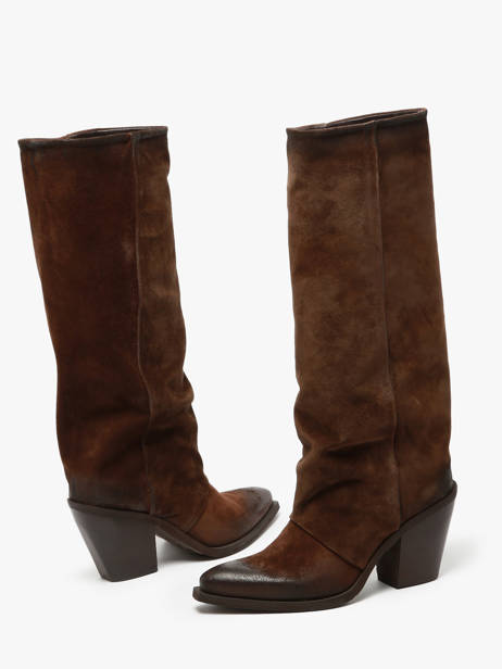Heeled Boots Stivali Tubo In Leather Metisse Brown accessoires XD961 other view 4