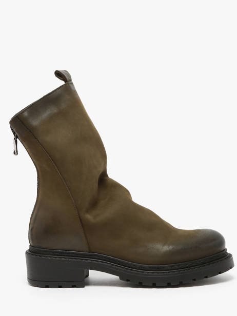 Boots Biker In Leather Metisse Green accessoires MA05