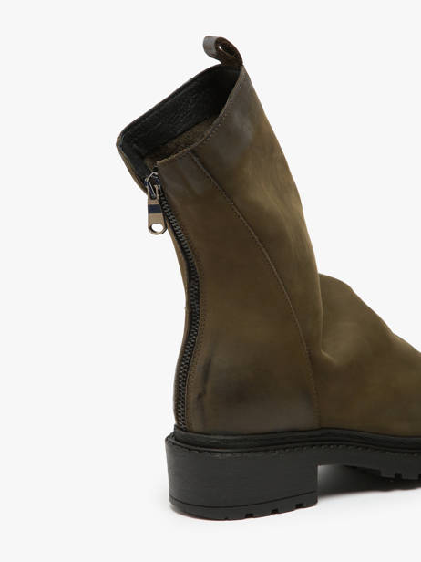 Boots Biker In Leather Metisse Green accessoires MA05 other view 3