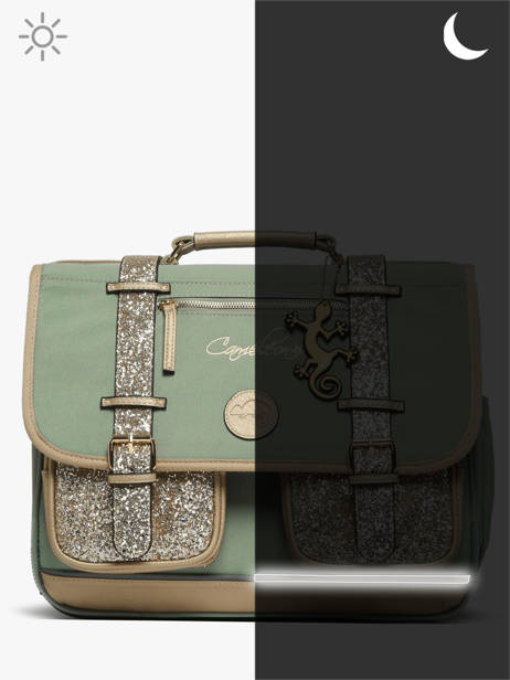 Satchel For Kids 2 Compartments Cameleon Green vintage fantasy CA38 other view 8