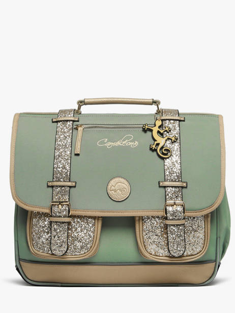 Satchel For Kids 3 Compartments Cameleon Green vintage fantasy CA41