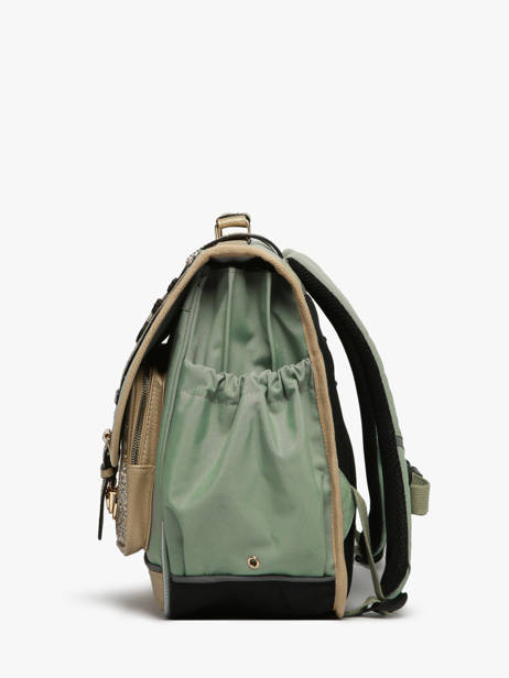 Satchel For Kids 3 Compartments Cameleon Green vintage fantasy CA41 other view 2