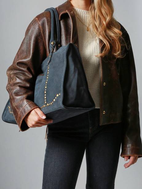 Leather Houston A4 Shoulder Bag Basilic pepper Blue houston BHOU31 other view 1