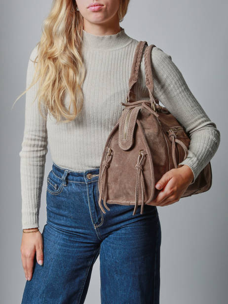 Sac Porté épaule A4 Velvet Cuir Milano Marron velvet VE24095 vue secondaire 1