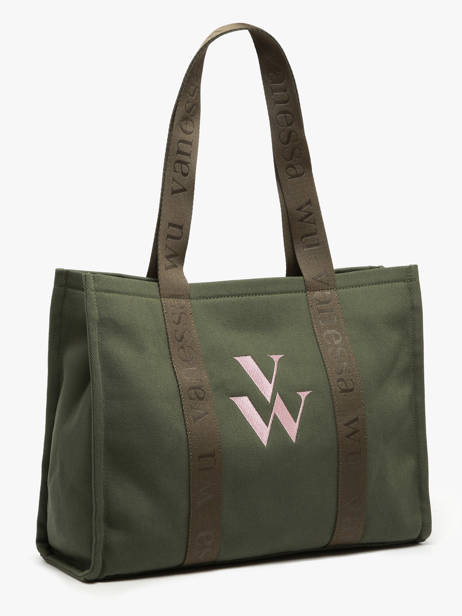 Sac Porté épaule Cabas Coton Vanessa wu Vert cabas MA0135 vue secondaire 2