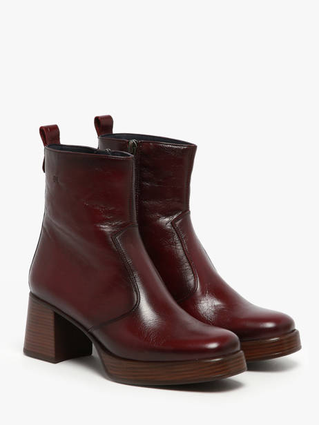Bottines à Talon Cristel En Cuir Dorking Rouge accessoires D9157 vue secondaire 1