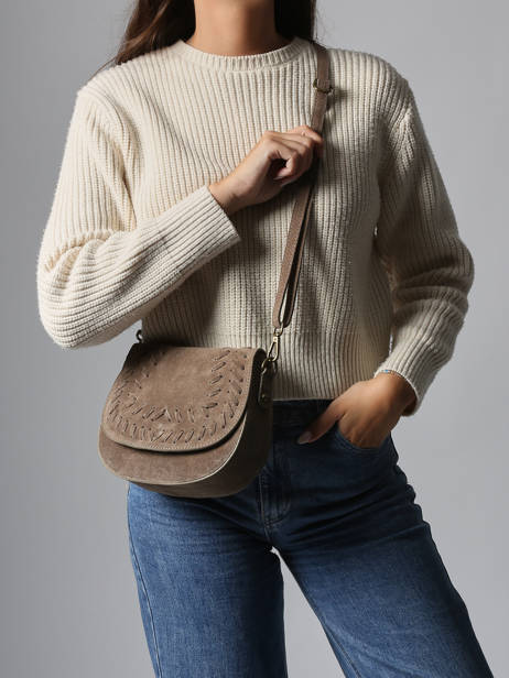 Sac Bandoulière Velvet Cuir Milano Beige velvet VE25062 vue secondaire 1