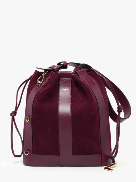 Medium Leather Elles Bucket Bag Lancel Red elles A13360