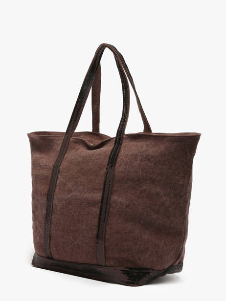 Zipped Linen Tote Bag Le Cabas Sequins Vanessa bruno Brown cabas lin 31V40409 other view 1