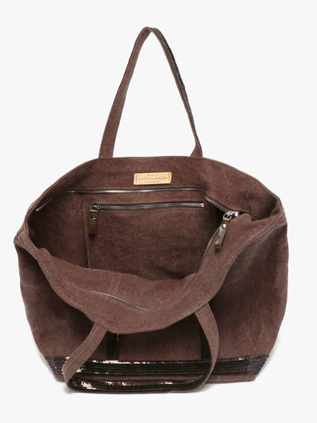 Zipped Linen Tote Bag Le Cabas Sequins Vanessa bruno Brown cabas lin 31V40409 other view 2