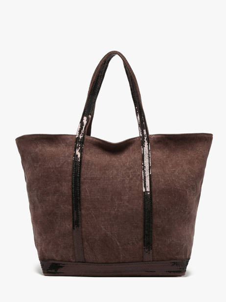 Zipped Linen Tote Bag Le Cabas Sequins Vanessa bruno Brown cabas lin 31V40409 other view 3