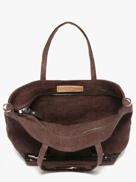 Small Cabas Linnen And Sequins Vanessa bruno Brown cabas lin 31V40435 other view 2