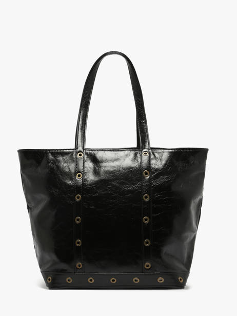 Le Cabas M Zippé En Cuir Craquelé Vanessa bruno Noir cabas cuir 82V40378 vue secondaire 4