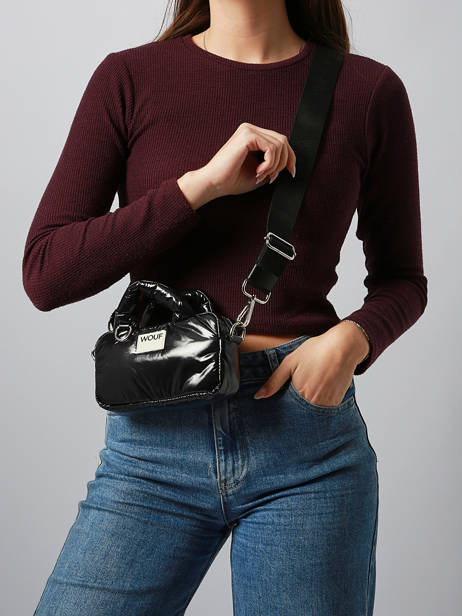 Crossbody Bag Glossy Recycled Polyester Wouf Black glossy BM250023 other view 1