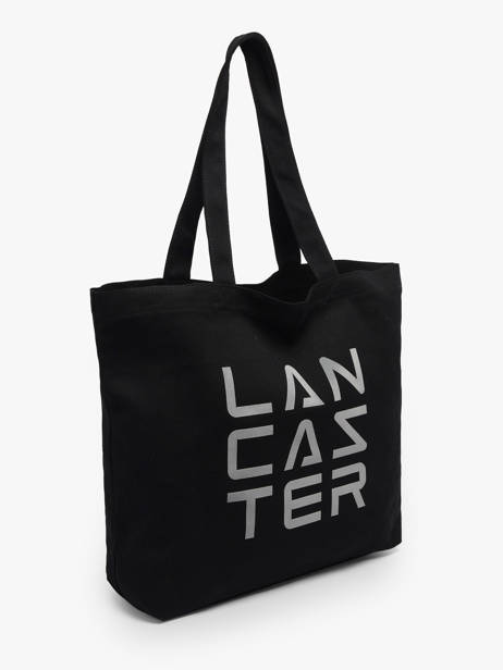 Shoulder Bag Tote Bag 3 Lines Cotton Lancaster Black tote bag 3 lines 6 other view 1