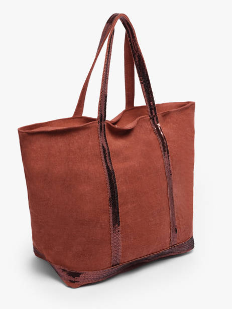 Zipped Linen Tote Bag Le Cabas Sequins Vanessa bruno Orange cabas lin 31V40409 other view 2