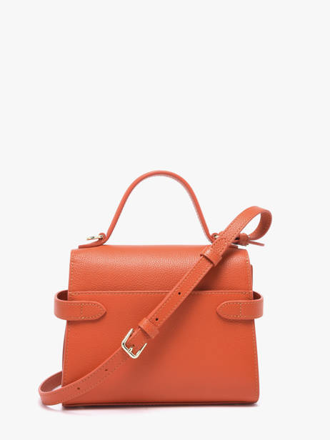 Sac Bandoulière S Double Rabat Emilie Cuir Grainé Le tanneur Orange emily TEMI1006 vue secondaire 4
