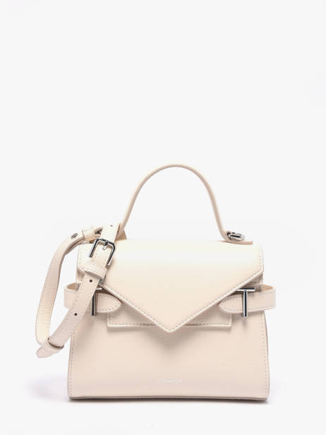 Sac Bandoulière S Double Rabat Emilie Cuir Grainé Le tanneur Blanc emily TEMI1006