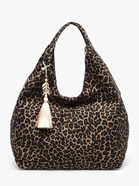 Shoulder Bag Leopard Cotton Miniprix Beige leopard L
