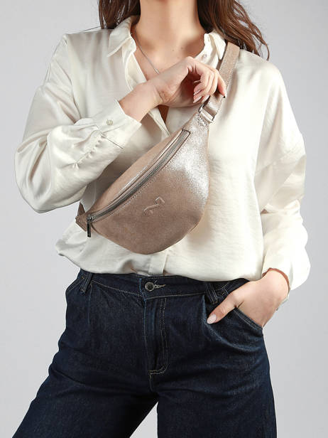 Sac Banane Small Derby Glitter Cuir Nathan baume Marron n city 25GT vue secondaire 1