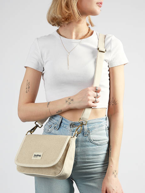 Sac Bandoulière Tressage Coton Hindbag Beige tressage TS vue secondaire 1