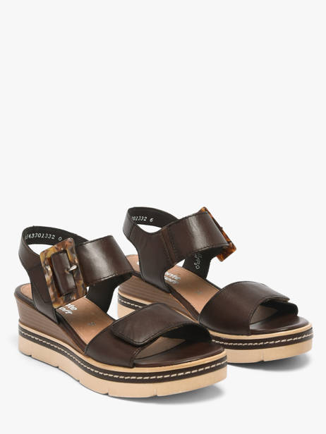 Sandales Talon Compensé En Cuir Remonte Marron women 25 vue secondaire 1
