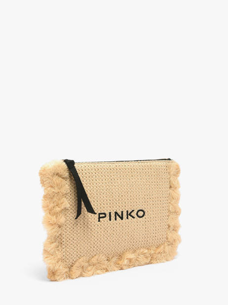 Sac De Soirée Logo Raphia Pinko Beige logo shopper 6718A39Y vue secondaire 2