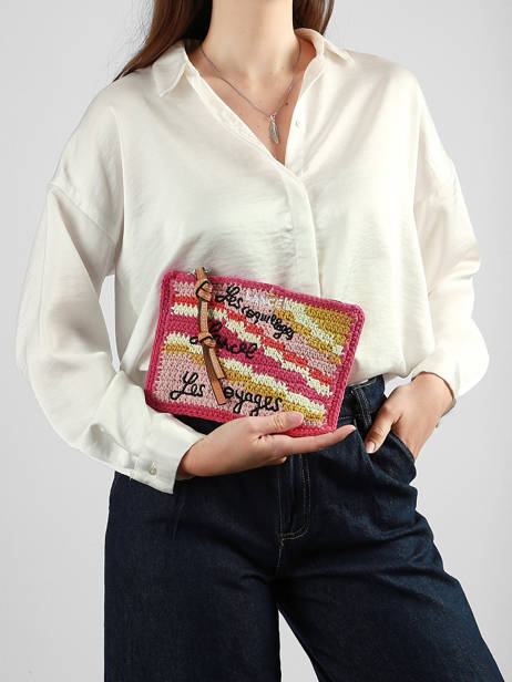 Pouch Lancel Plage Crocheted Lancel Multicolor summer capsule A14002 other view 1