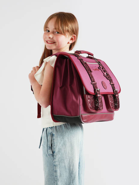 Cartable Enfant 3 Compartiments Cameleon Violet vintage fantasy CA41 vue secondaire 1