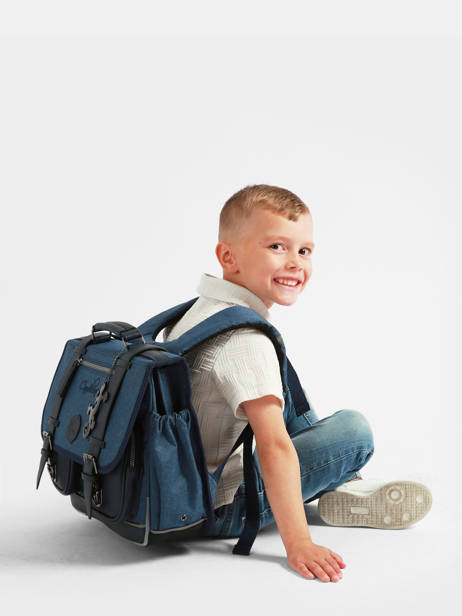 Cartable 2 Compartiments Cameleon Bleu vintage color CA146Q vue secondaire 2