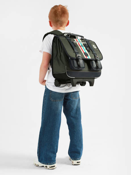 3-compartment Wheeled Satchel Cameleon Blue vintage urban CR41 other view 2