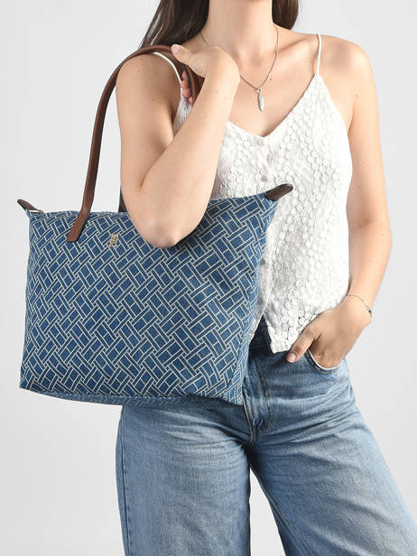 Shoulder Bag Popette Cotton Tommy hilfiger Blue popette AW18613 other view 1